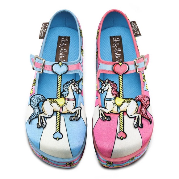 Chocolaticas Unique Unicorn Horse Carousel Women's Mary Jane Platform - Picture 4 of 8